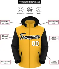 Gold Black-White Raglan Sleeves Waterproof Jacket 2