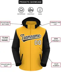 Gold Black-White Raglan Sleeves Waterproof Jacket 2