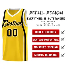 Gold Black-White Ribbon Pattern Basketball Kits 2