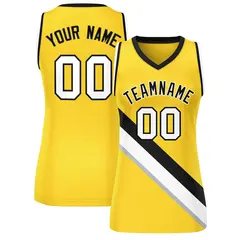 Gold Black-White Slash Mesh Basketball Jersey For Women 1
