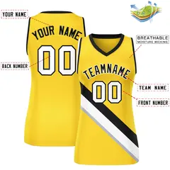 Gold Black-White Slash Mesh Basketball Jersey For Women 2