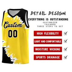 Gold Black-White Sparkle Print Basketball Kits 2