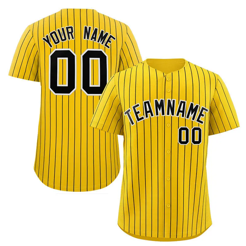 Gold Black-White Stripe Authentic Fashion Baseball Jersey