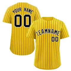 Gold Black-White Stripe Authentic Fashion Baseball Jersey