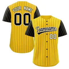 Gold Black-White Stripe Raglan Baseball Jersey 1
