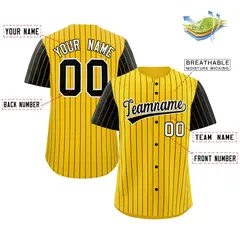 Gold Black-White Stripe Raglan Baseball Jersey 2