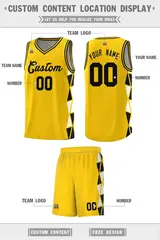Gold Black-White Triangle Splicing Team Basketball Jersey 2