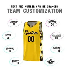 Gold Black-White Triangle Splicing Team Basketball Jersey 3