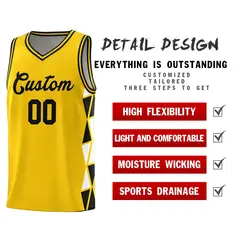 Gold Black-White Triangle Splicing Team Basketball Jersey 4
