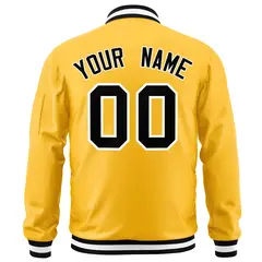 Gold Black-White Varsity Full-Zip Letterman Bomber Jacket 4