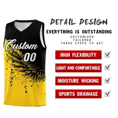 Gold Black Wing Pattern Basketball Jersey Sports Uniform 2