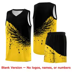Gold Black Wing Pattern Basketball Jersey Sports Uniform 7