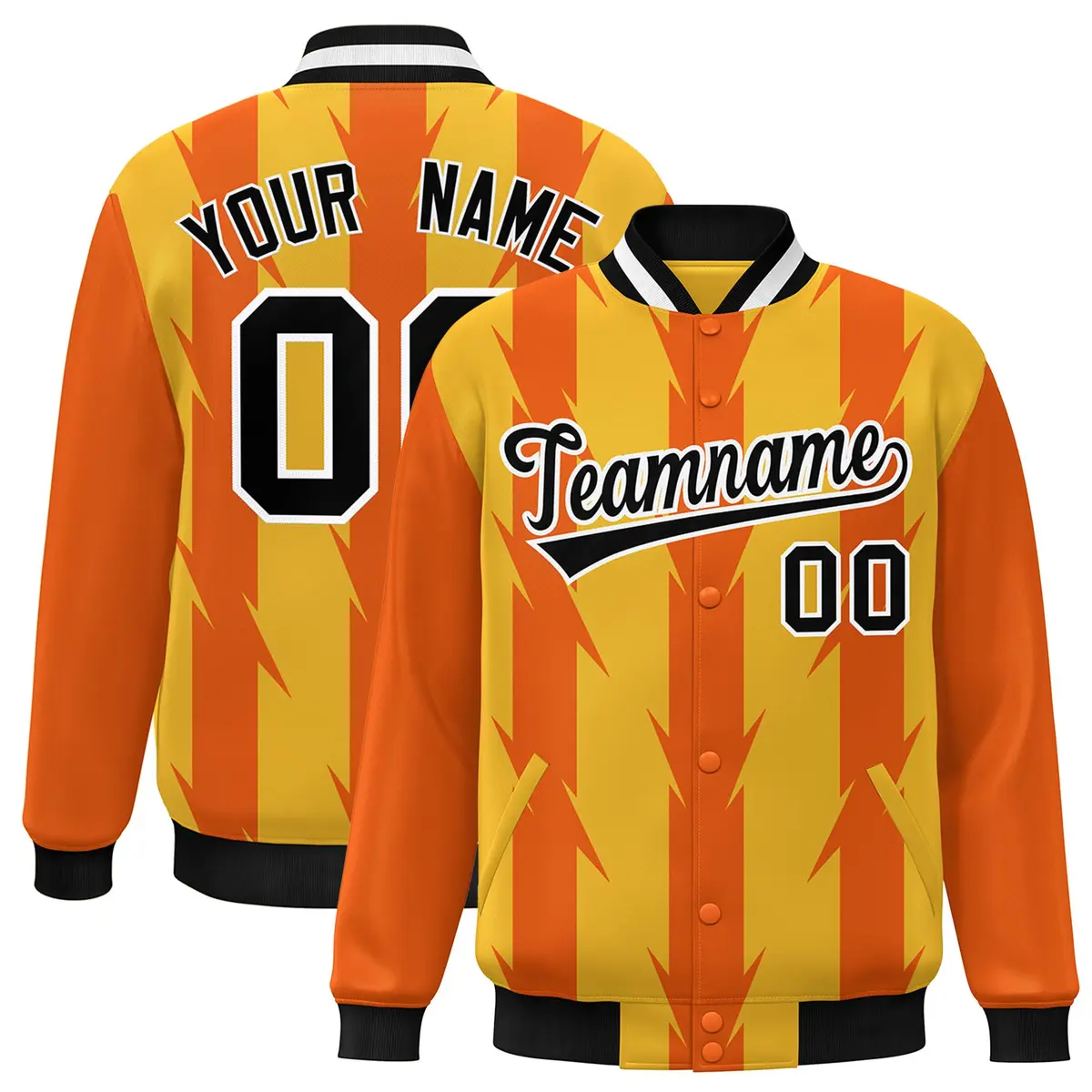 Gold Blade Pattern Raglan Varsity Letterman Baseball Jacket