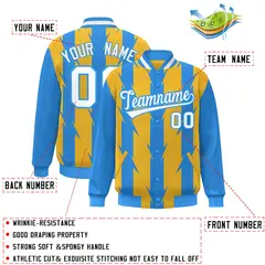 Gold Blade Pattern Raglan Varsity Letterman Baseball Jacket 2