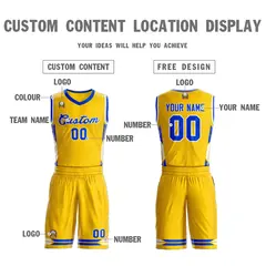 Gold Blue Classic Mesh Basketball Jersey 3