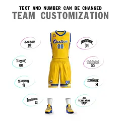 Gold Blue Classic Mesh Basketball Jersey 4