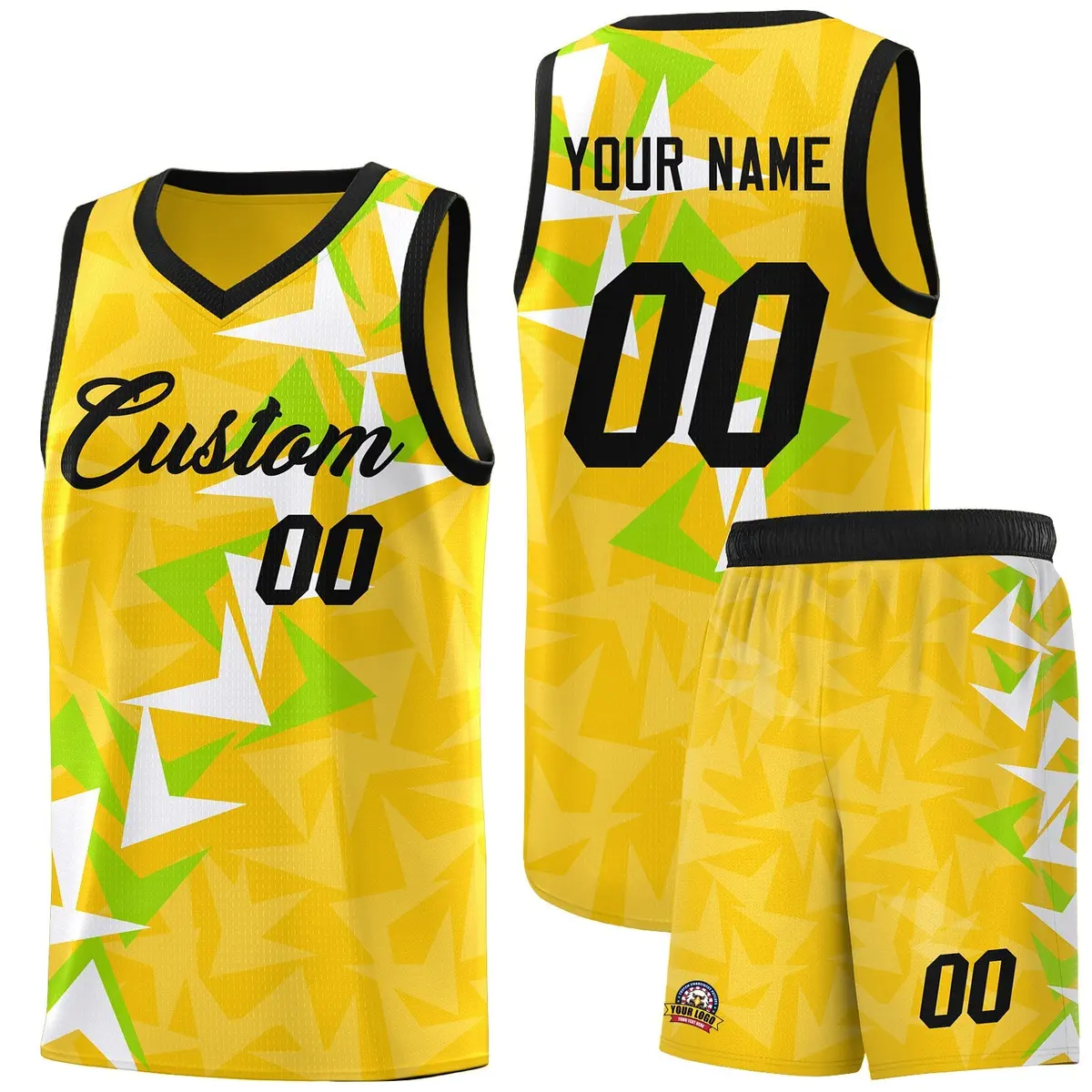 Gold Boomerang Pattern Basketball Jersey