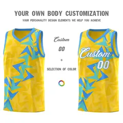 Gold Boomerang Pattern Basketball Jersey 3