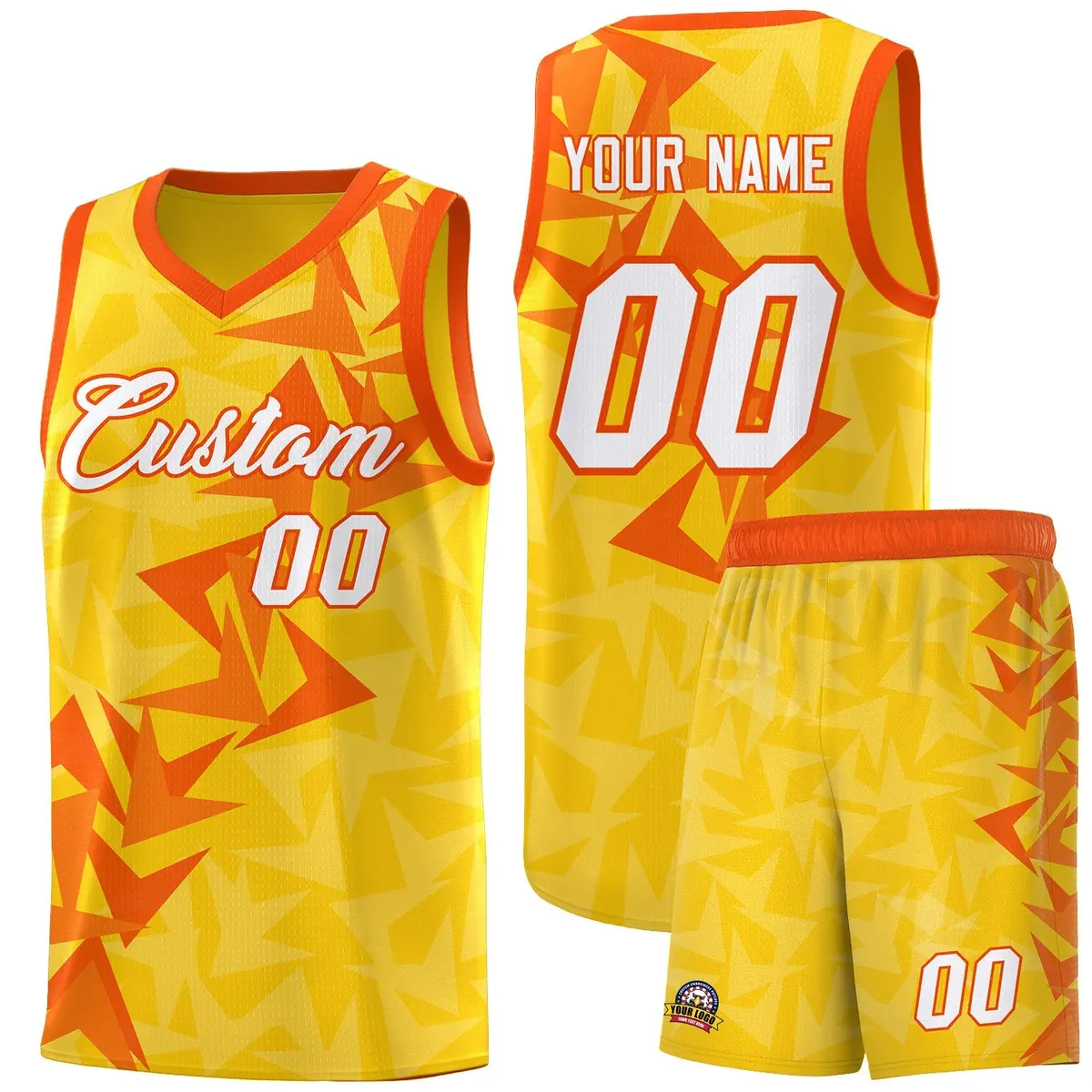 Gold Boomerang Pattern Basketball Jersey