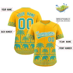 Gold Bright Green Graffiti Pattern Bossinia Baseball Jersey 2