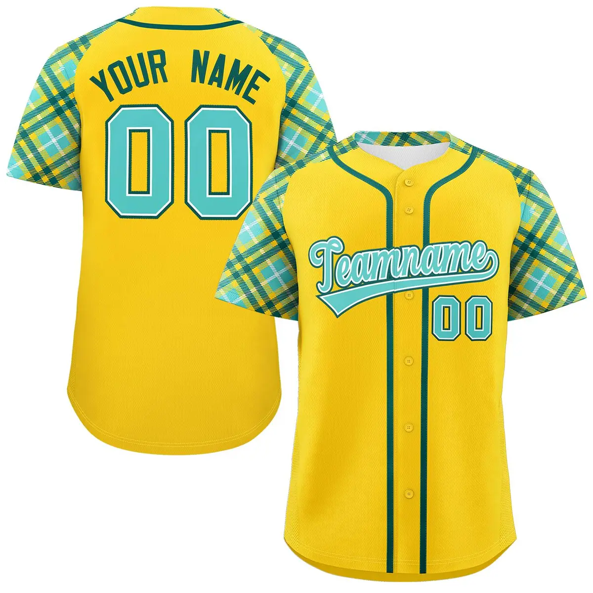 Gold Bright Green-Midnight Green Raglan Baseball Jersey