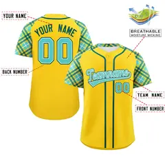 Gold Bright Green-Midnight Green Raglan Baseball Jersey 2