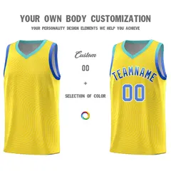 Gold Bright Green Wave Pattern Basketball Jersey 3