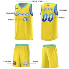 Gold Bright Green Wave Pattern Basketball Jersey 5
