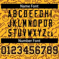 Gold Brown Line Graffiti Pattern Varsity Raglan Letterman Jacket 6