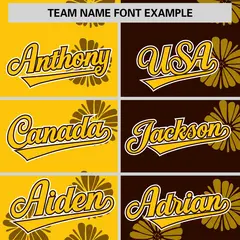 Gold Brown Split Flower Graffiti Authentic Baseball Jersey 3