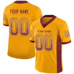 Gold Burgundy-White Drift Mesh Football Jersey 1