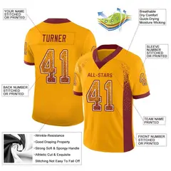 Gold Burgundy-White Drift Mesh Football Jersey 2