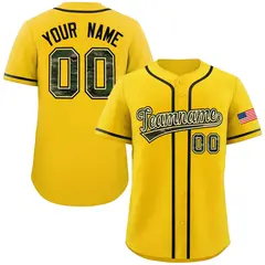 Gold Camo Font Authentic Baseball Jersey
