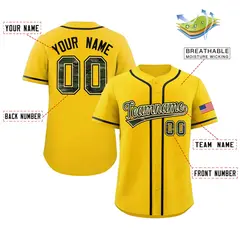 Gold Camo Font Authentic Baseball Jersey 2