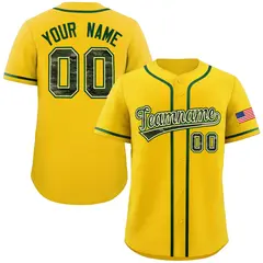 Gold Camo Font Authentic Baseball Jersey 1