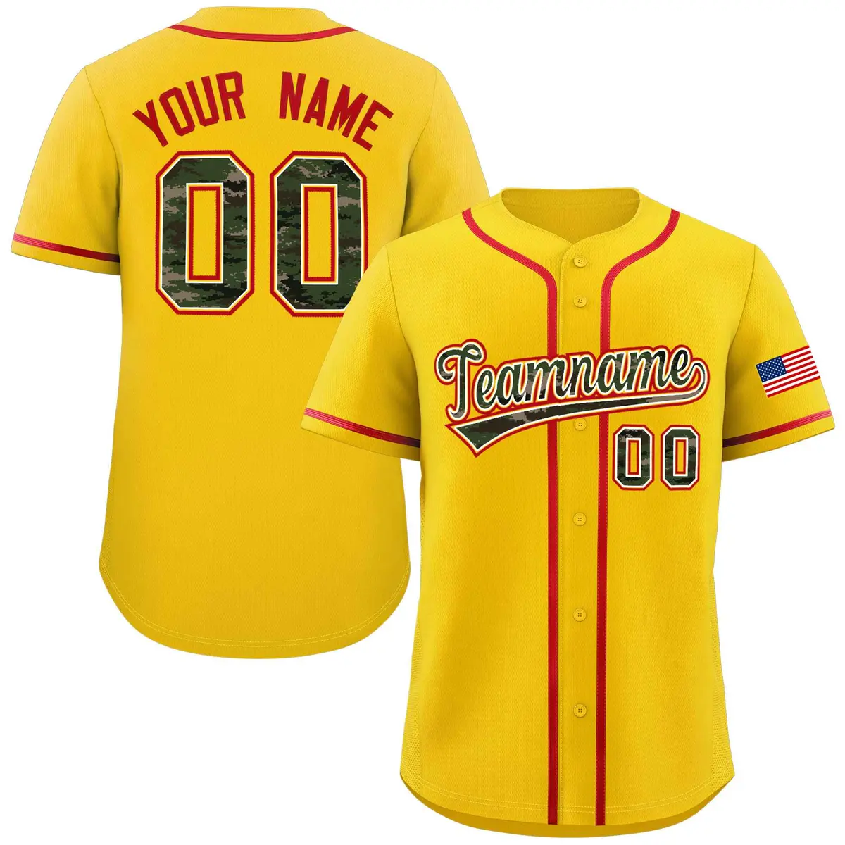 Gold Camo Font Authentic Baseball Jersey