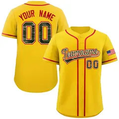 Gold Camo Font Authentic Baseball Jersey 1