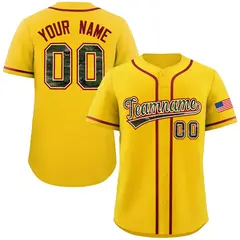 Gold Camo Font Authentic Baseball Jersey 1