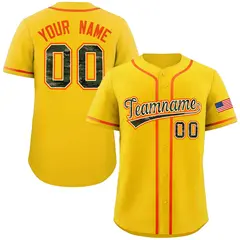 Gold Camo Font Authentic Baseball Jersey 1