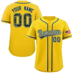 Gold Camo Font Authentic Baseball Jersey 1