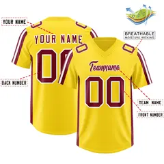 Gold Cardinal and White Side Stripe Football Jersey 2