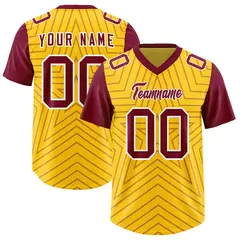 Gold Cardinal Star Pattern Raglan Sleeves Football Jersey 1
