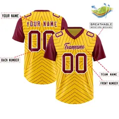 Gold Cardinal Star Pattern Raglan Sleeves Football Jersey 2
