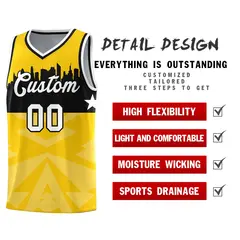 Gold City Silhouette Pattern Basketball Jersey 2