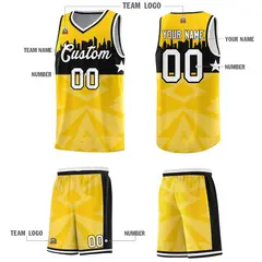 Gold City Silhouette Pattern Basketball Jersey 5