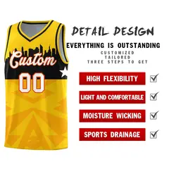 Gold City Silhouette Pattern Basketball Jersey 2