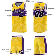 Gold City Silhouette Pattern Basketball Jersey 6