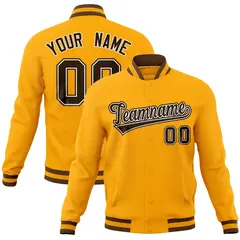 Gold Classic Varsity Full-Snap Letterman Baseball Jacket 1
