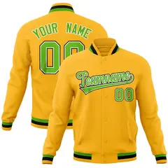 Gold Classic Varsity Full-Snap Letterman Baseball Jacket 1
