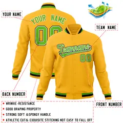 Gold Classic Varsity Full-Snap Letterman Baseball Jacket 4